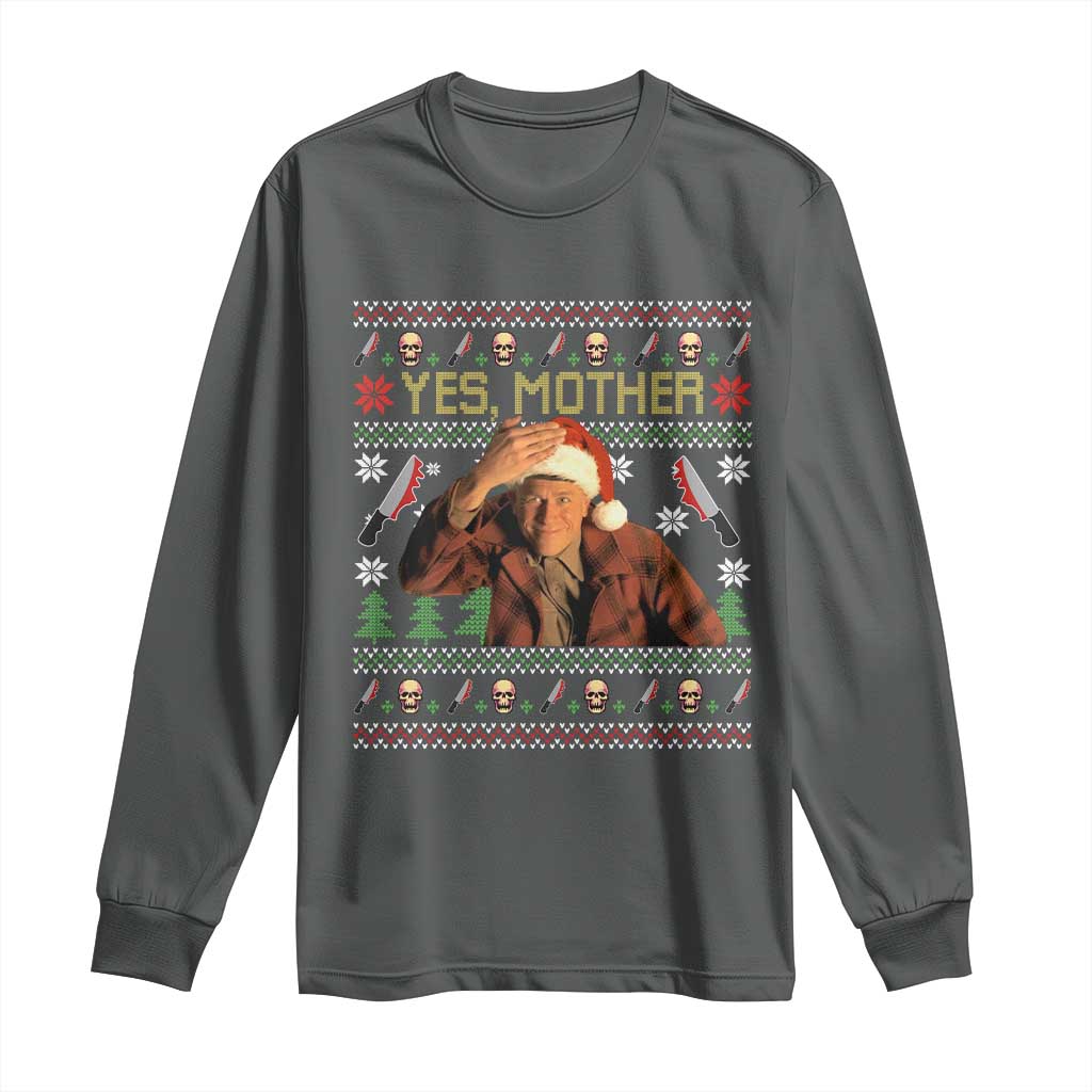Ed Gein Christmas Long Sleeve Shirt Funny Yes Mother Xmas Serial Killer TS11 Dark Heather Print Your Wear