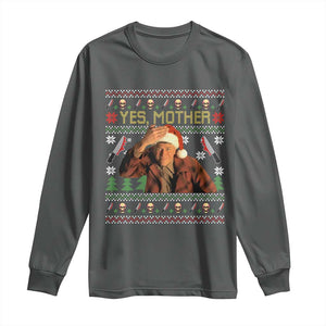 Ed Gein Christmas Long Sleeve Shirt Funny Yes Mother Xmas Serial Killer TS11 Dark Heather Print Your Wear