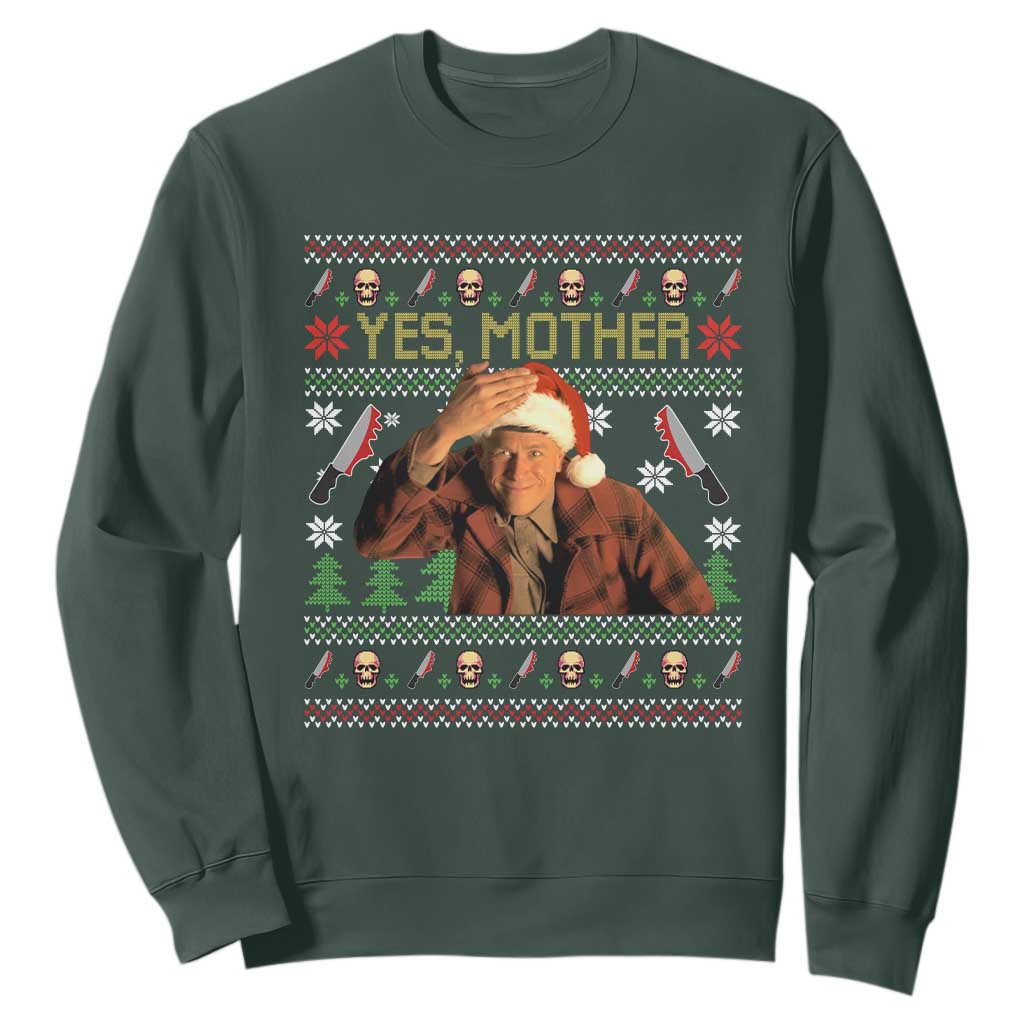 Ed Gein Christmas Sweatshirt Funny Yes Mother Xmas Serial Killer TS11 Dark Forest Green Print Your Wear