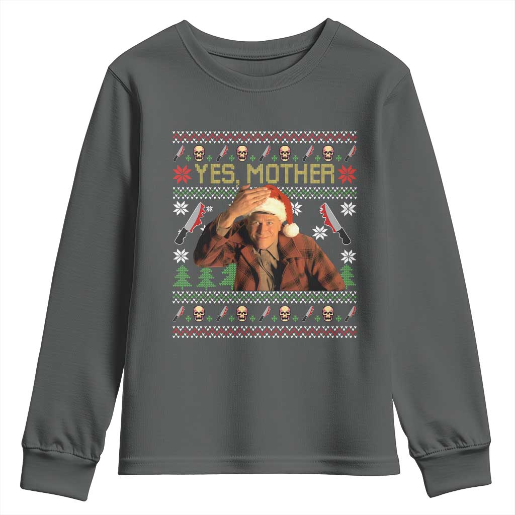 Ed Gein Christmas Youth Sweatshirt Funny Yes Mother Xmas Serial Killer TS11 Dark Heather Print Your Wear