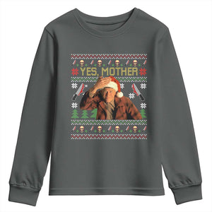 Ed Gein Christmas Youth Sweatshirt Funny Yes Mother Xmas Serial Killer TS11 Dark Heather Print Your Wear