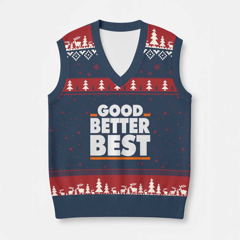 Good Better Best V-Neck Knit Sweater Vest CFB Motivation American Football TS11 Navy Red Print Your Wear