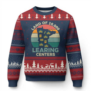 Funny Land Of 10000 Learing Center Ugly Christmas Sweater Anti Scam Awareness TS11 Navy Red Print Your Wear