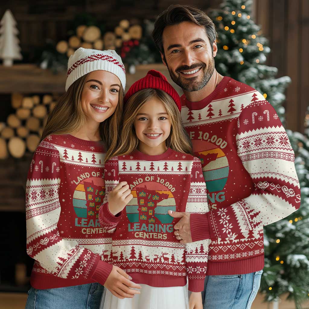 Funny Land Of 10000 Learing Center Ugly Christmas Sweater Anti Scam Awareness TS11 Red Beige Print Your Wear