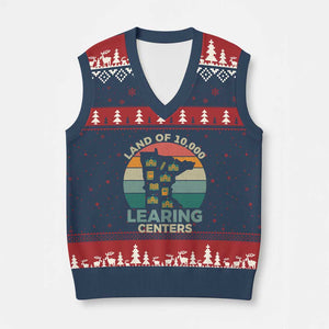 Funny Land Of 10000 Learing Center V-Neck Knit Sweater Vest Anti Scam Awareness TS11 Navy Red Print Your Wear