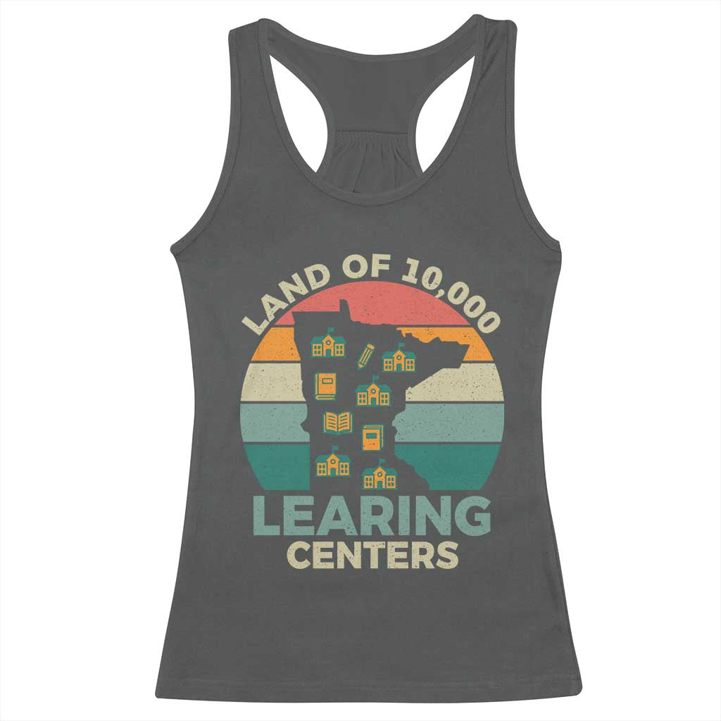 Funny Land Of 10000 Learing Center Racerback Tank Top Anti Scam Awareness TS11 Dark Heather Print Your Wear