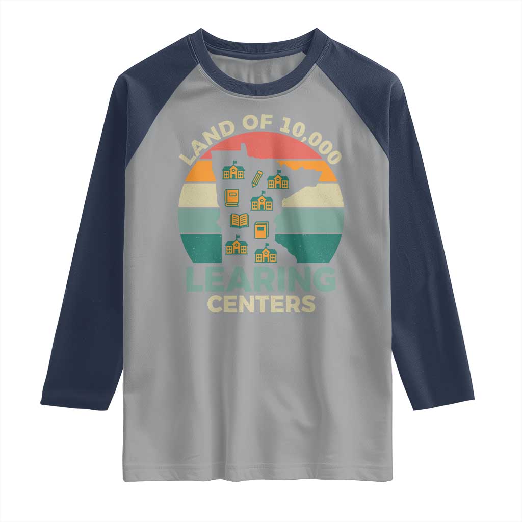 Funny Land Of 10000 Learing Center Raglan Shirt Anti Scam Awareness TS11 Sport Gray Navy Print Your Wear