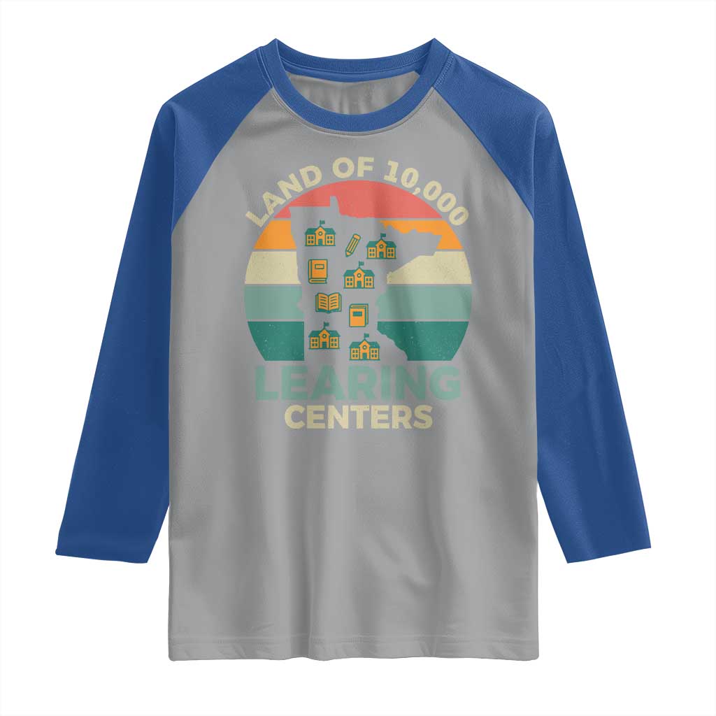Funny Land Of 10000 Learing Center Raglan Shirt Anti Scam Awareness TS11 Sport Gray Royal Print Your Wear