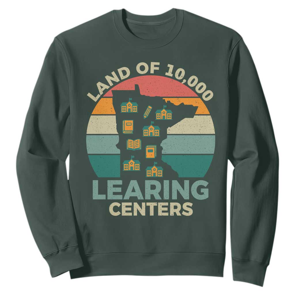 Funny Land Of 10000 Learing Center Sweatshirt Anti Scam Awareness TS11 Dark Forest Green Print Your Wear