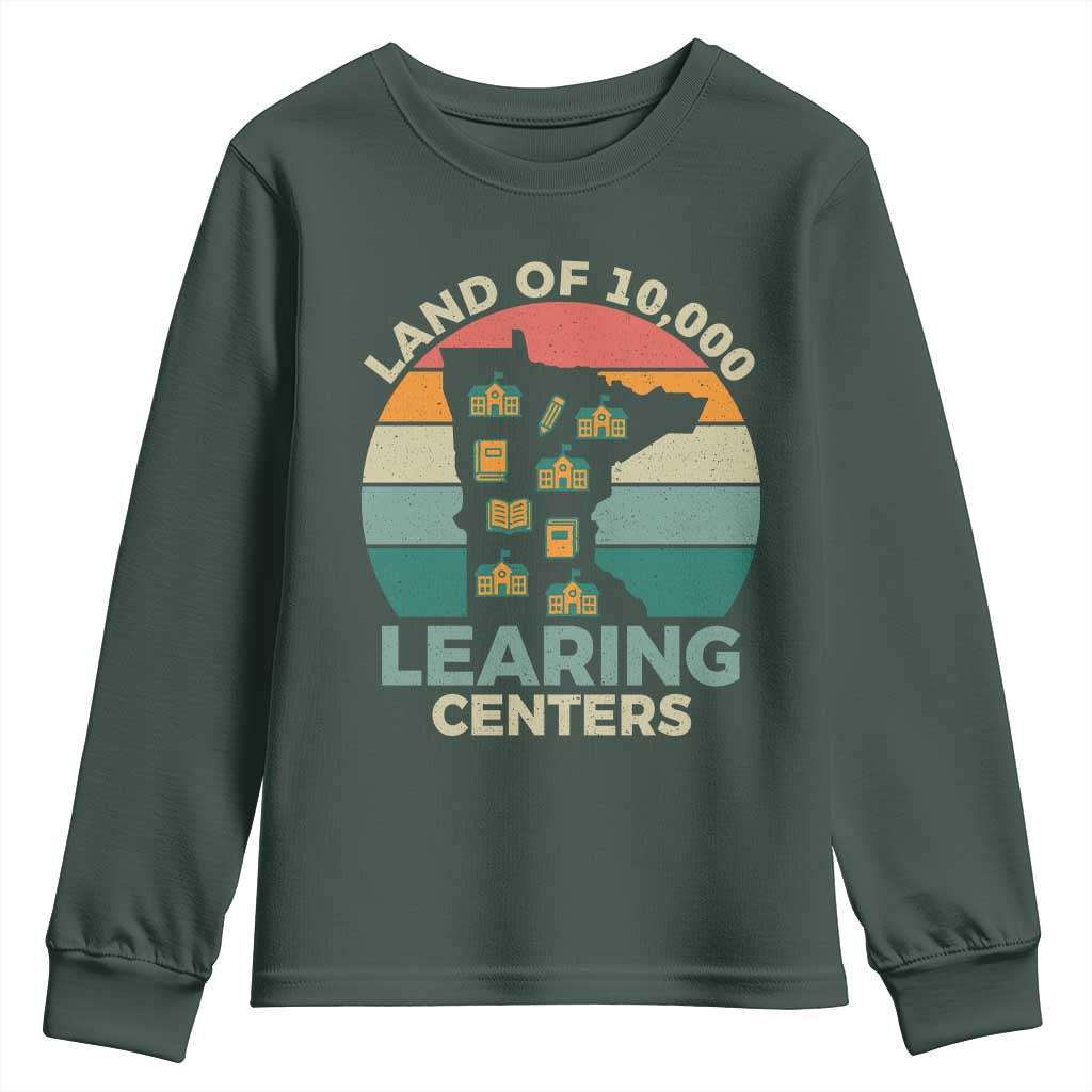 Funny Land Of 10000 Learing Center Youth Sweatshirt Anti Scam Awareness TS11 Dark Forest Green Print Your Wear
