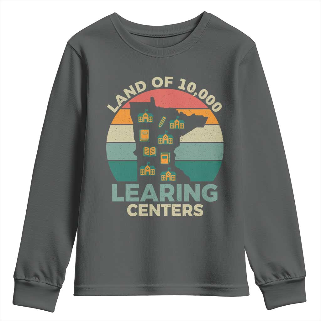 Funny Land Of 10000 Learing Center Youth Sweatshirt Anti Scam Awareness TS11 Dark Heather Print Your Wear