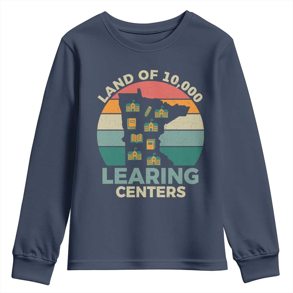 Funny Land Of 10000 Learing Center Youth Sweatshirt Anti Scam Awareness TS11 Navy Print Your Wear