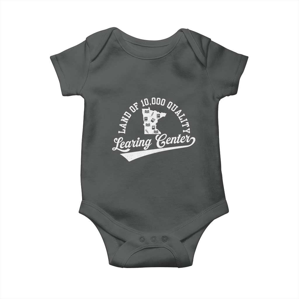Funny Land Of 10000 Learing Center 2025 Baby Onesie Anti Scam Awareness School Quote TS11 Dark Heather Print Your Wear
