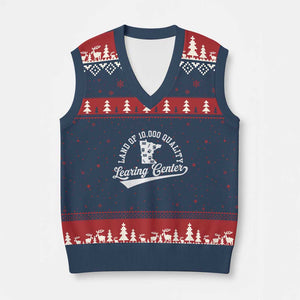 Funny Land Of 10000 Learing Center 2025 V-Neck Knit Sweater Vest Anti Scam Awareness School Quote TS11 Navy Red Print Your Wear
