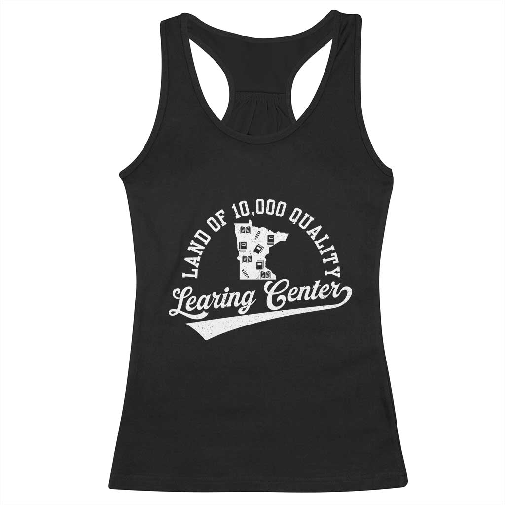Funny Land Of 10000 Learing Center 2025 Racerback Tank Top Anti Scam Awareness School Quote TS11 Black Print Your Wear