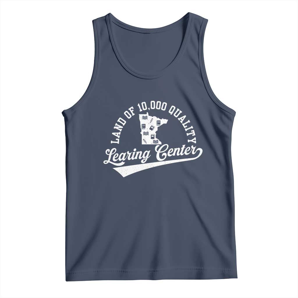 Funny Land Of 10000 Learing Center 2025 Tank Top Anti Scam Awareness School Quote TS11 Navy Print Your Wear