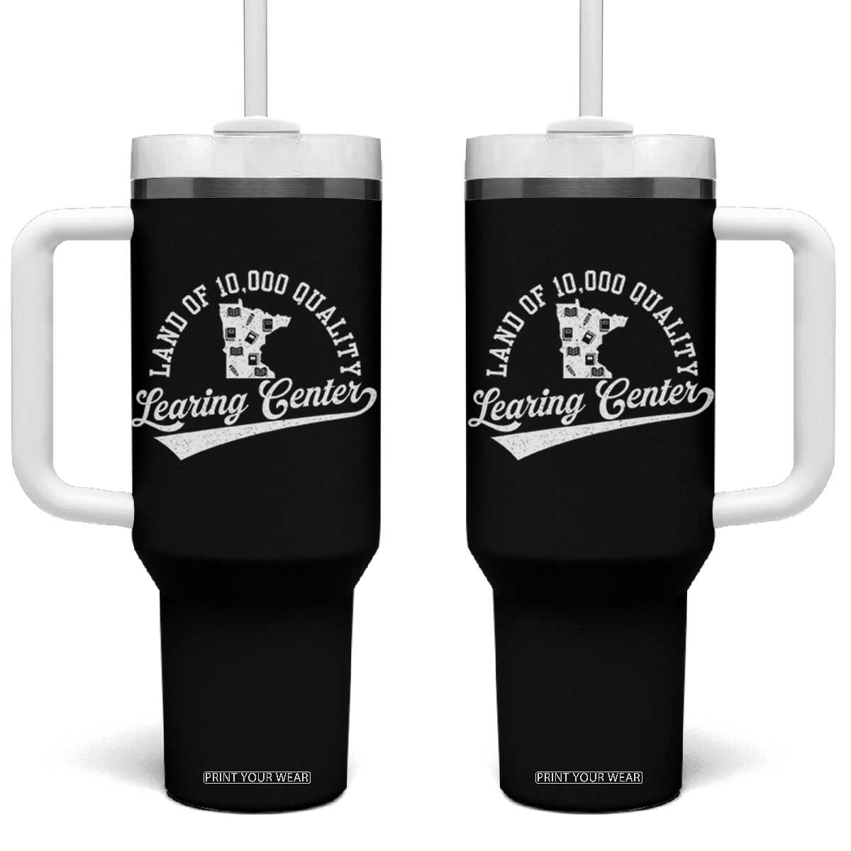 Funny Land Of 10000 Learing Center 2025 Tumbler With Handle Anti Scam Awareness School Quote TS11 One Size: 40 oz Black Print Your Wear