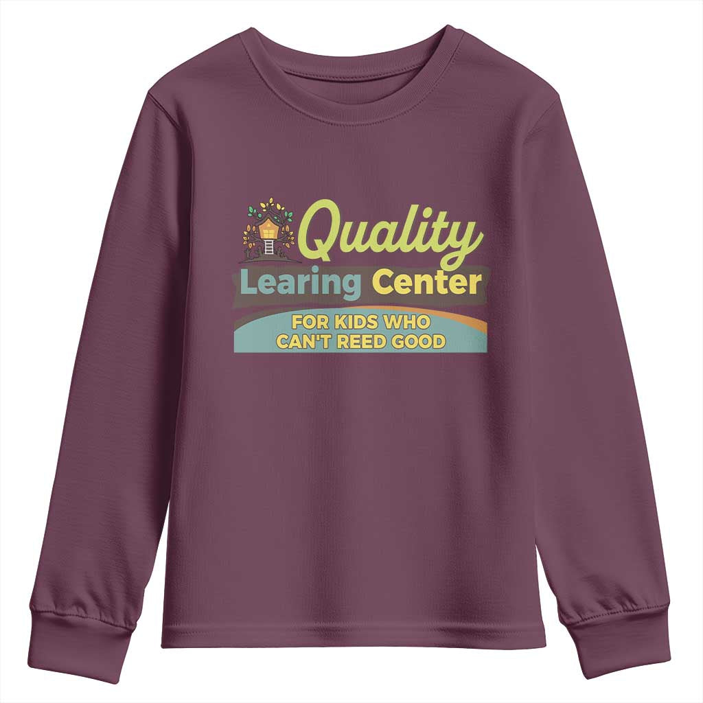 Funny Minnesota Learing Center For Kids Who Cant Reed Good Youth Sweatshirt Anti Scam Awareness TS11 Maroon Print Your Wear