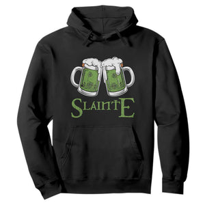 Funny Irish Beer Drinking Hoodie Slainte St Patrick's Day Shamrock Beer Mugs TS11 Black Print Your Wear