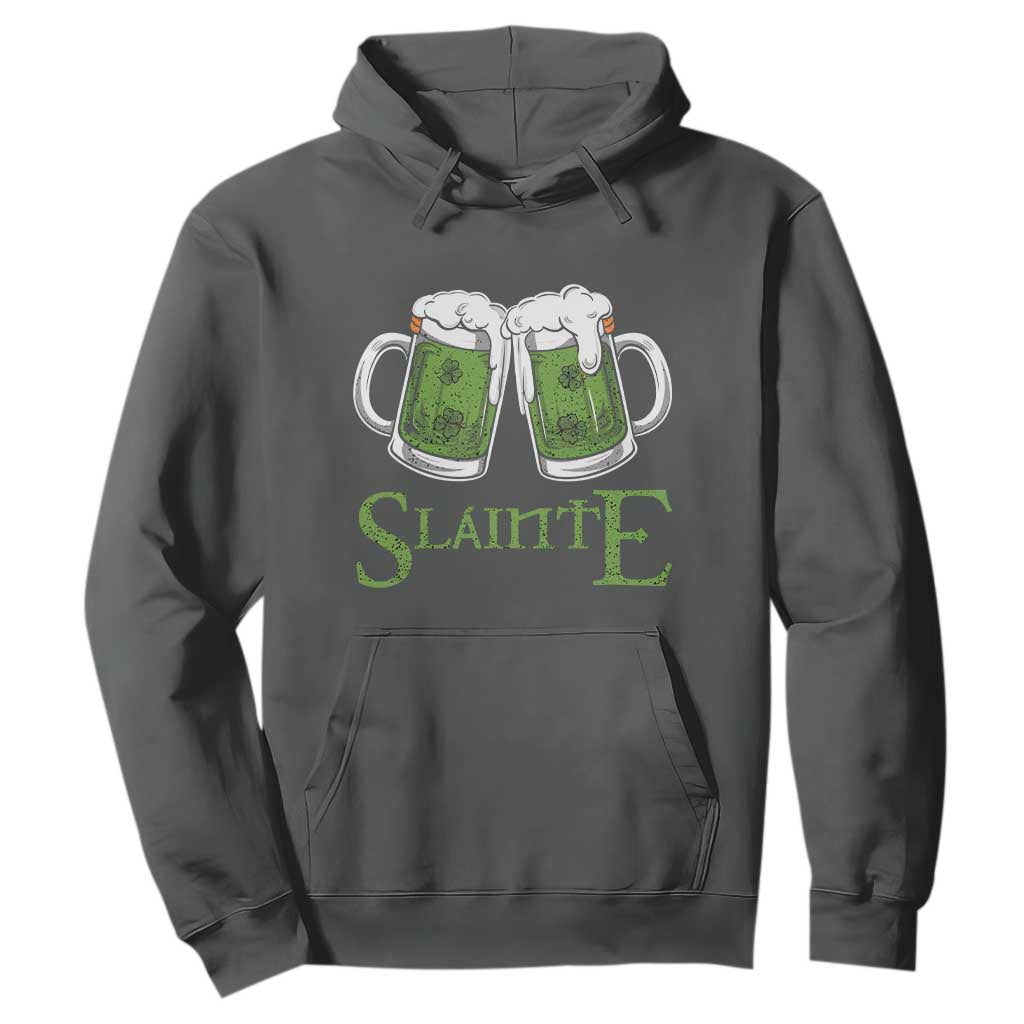 Funny Irish Beer Drinking Hoodie Slainte St Patrick's Day Shamrock Beer Mugs TS11 Dark Heather Print Your Wear