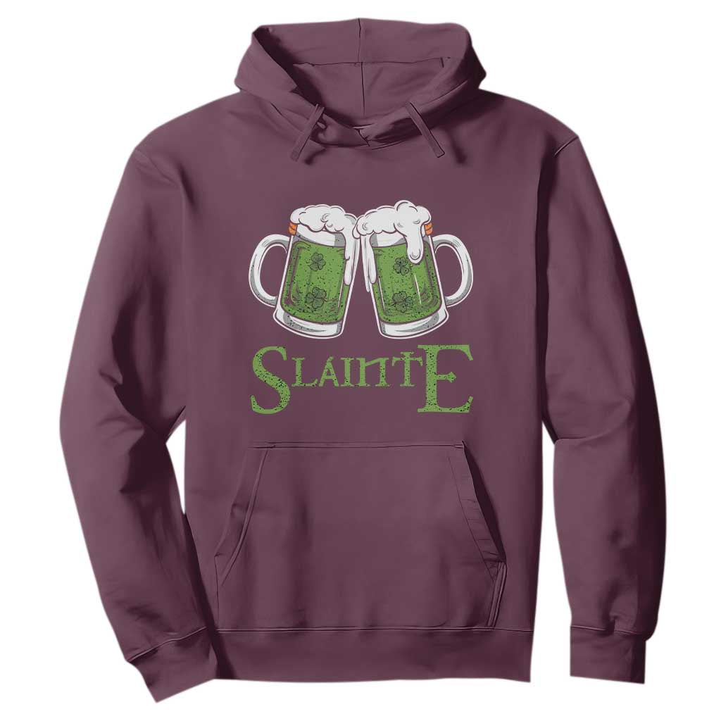 Funny Irish Beer Drinking Hoodie Slainte St Patrick's Day Shamrock Beer Mugs TS11 Maroon Print Your Wear