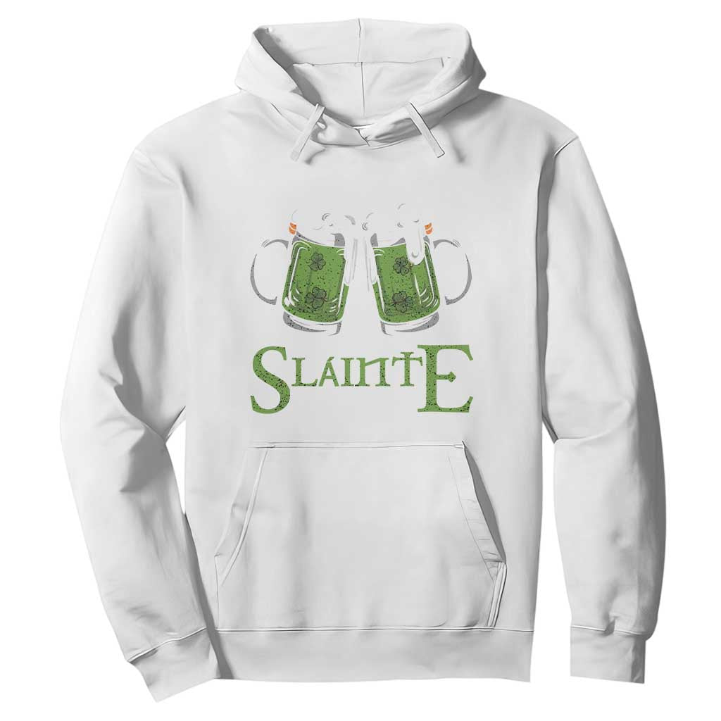 Funny Irish Beer Drinking Hoodie Slainte St Patrick's Day Shamrock Beer Mugs TS11 White Print Your Wear