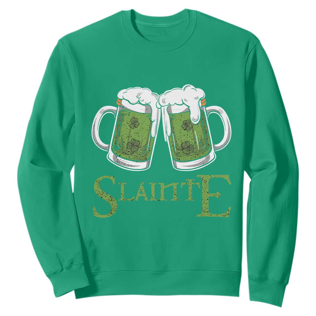 Funny Irish Beer Drinking Sweatshirt Slainte St Patrick's Day Shamrock Beer Mugs TS11 Irish Green Print Your Wear