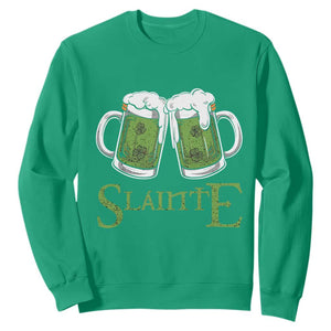Funny Irish Beer Drinking Sweatshirt Slainte St Patrick's Day Shamrock Beer Mugs TS11 Irish Green Print Your Wear
