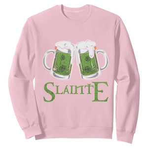 Funny Irish Beer Drinking Sweatshirt Slainte St Patrick's Day Shamrock Beer Mugs TS11 Light Pink Print Your Wear