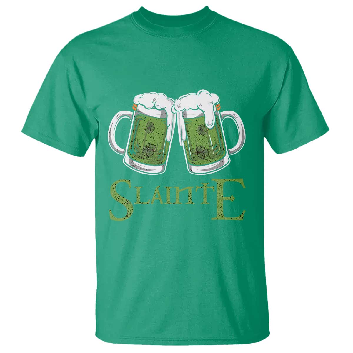 Funny Irish Beer Drinking T Shirt Slainte St Patrick's Day Shamrock Beer Mugs TS11 Irish Green Print Your Wear