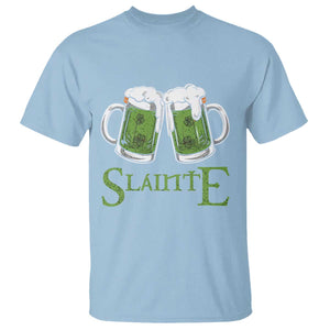 Funny Irish Beer Drinking T Shirt Slainte St Patrick's Day Shamrock Beer Mugs TS11 Light Blue Print Your Wear