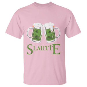 Funny Irish Beer Drinking T Shirt Slainte St Patrick's Day Shamrock Beer Mugs TS11 Light Pink Print Your Wear
