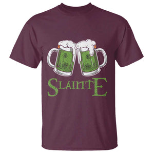 Funny Irish Beer Drinking T Shirt Slainte St Patrick's Day Shamrock Beer Mugs TS11 Maroon Print Your Wear