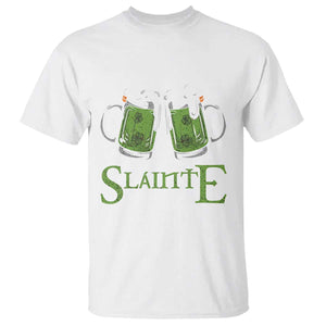 Funny Irish Beer Drinking T Shirt Slainte St Patrick's Day Shamrock Beer Mugs TS11 White Print Your Wear