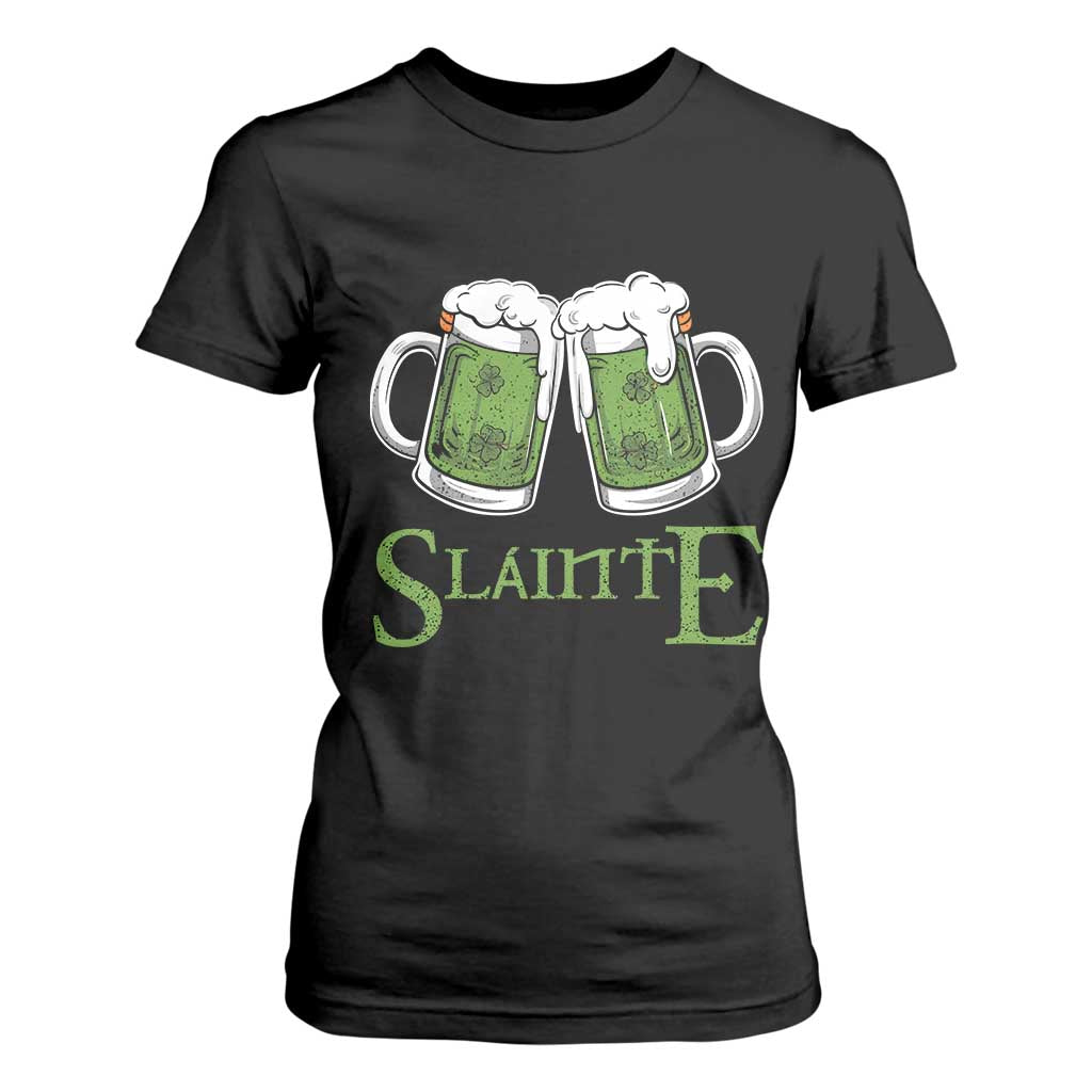 Funny Irish Beer Drinking T Shirt For Women Slainte St Patrick's Day Shamrock Beer Mugs TS11 Black Print Your Wear
