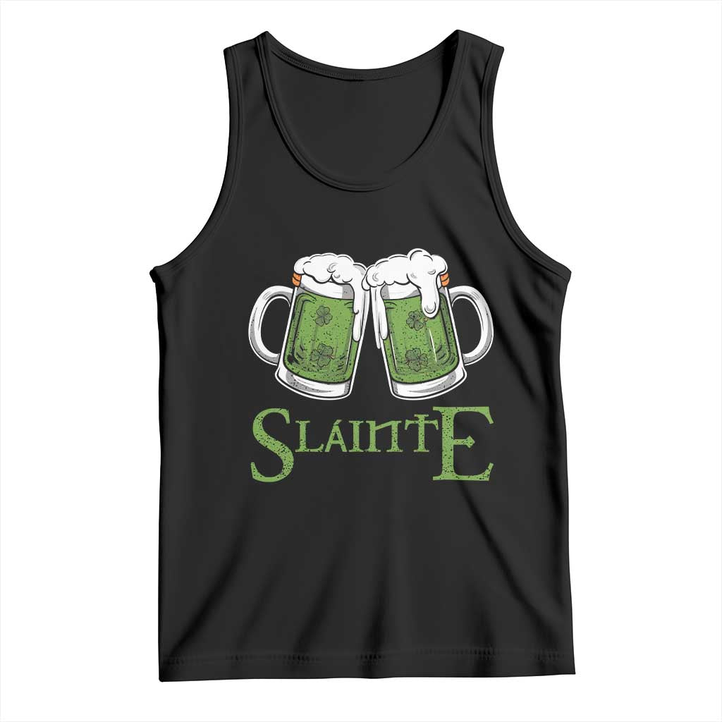 Funny Irish Beer Drinking Tank Top Slainte St Patrick's Day Shamrock Beer Mugs TS11 Black Print Your Wear