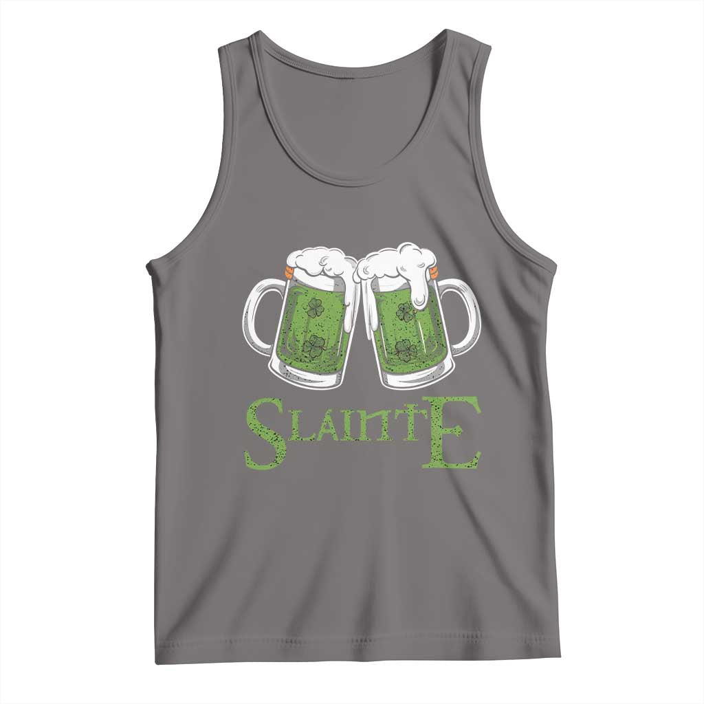 Funny Irish Beer Drinking Tank Top Slainte St Patrick's Day Shamrock Beer Mugs TS11 Deep Heather Print Your Wear