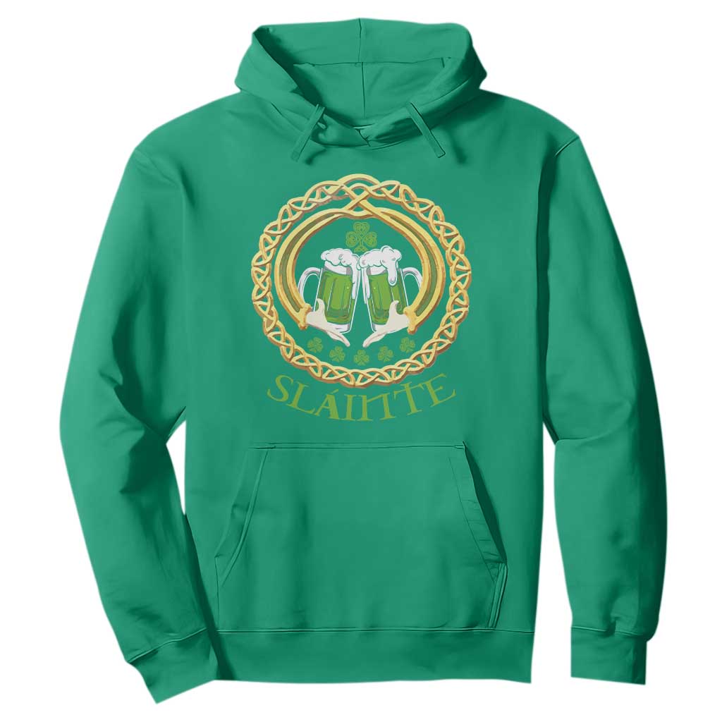 Funny Irish Beer Drinking St Patrick's Day Slainte Hoodie Claddagh Ring Celtic Shamrock TS11 Irish Green Print Your Wear