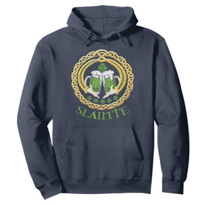Funny Irish Beer Drinking St Patrick's Day Slainte Hoodie Claddagh Ring Celtic Shamrock TS11 Navy Print Your Wear