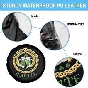 Funny Irish Beer Drinking St Patrick's Day Slainte Spare Tire Cover Claddagh Ring Celtic Shamrock TS11 Print Your Wear
