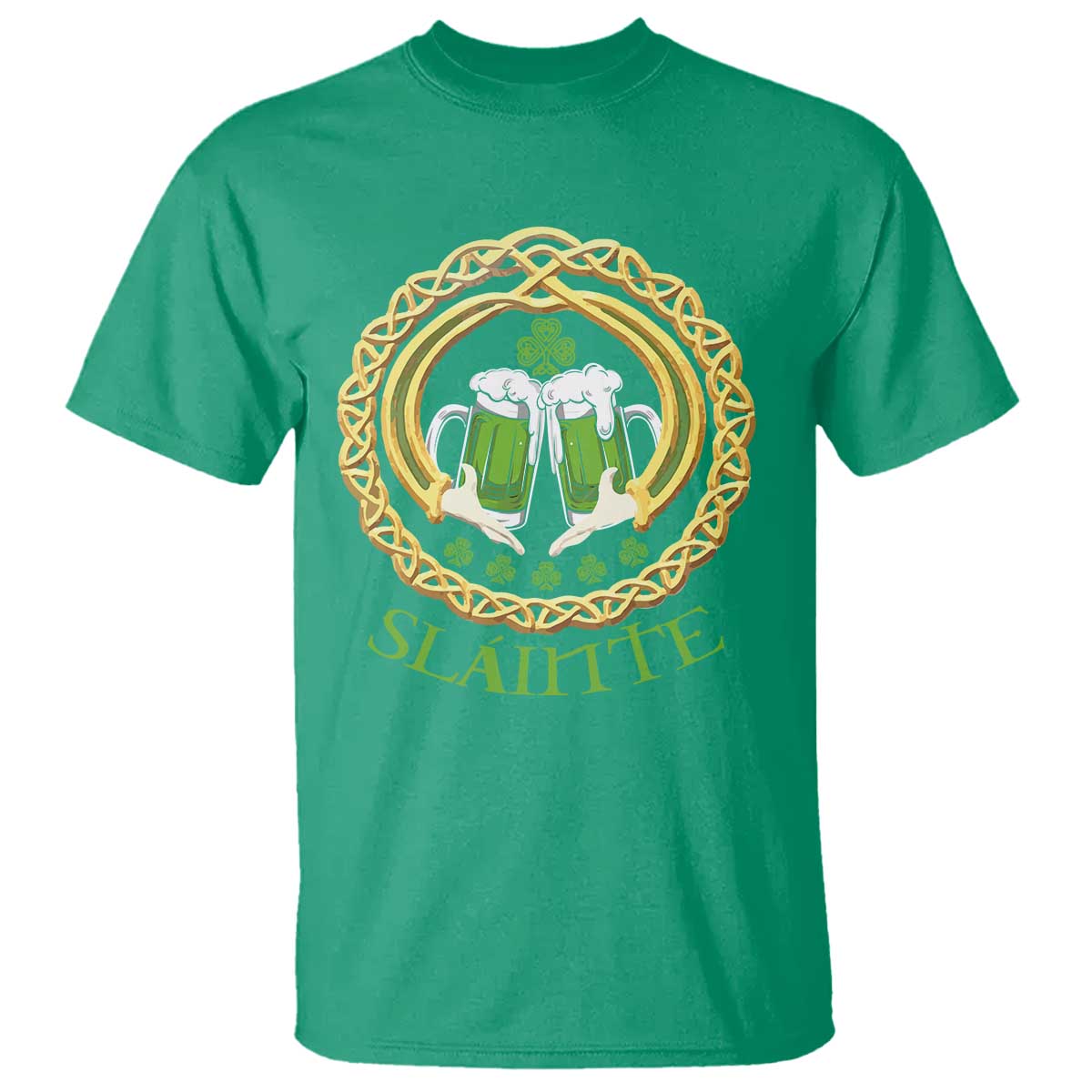 Funny Irish Beer Drinking St Patrick's Day Slainte T Shirt Claddagh Ring Celtic Shamrock TS11 Irish Green Print Your Wear