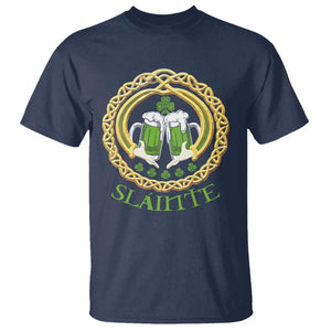 Funny Irish Beer Drinking St Patrick's Day Slainte T Shirt Claddagh Ring Celtic Shamrock TS11 Navy Print Your Wear