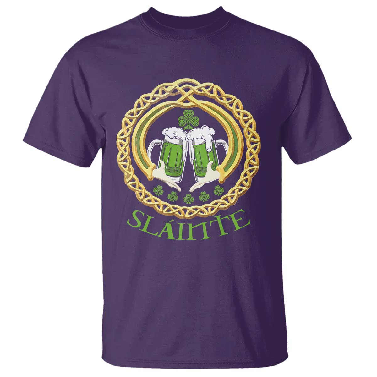 Funny Irish Beer Drinking St Patrick's Day Slainte T Shirt Claddagh Ring Celtic Shamrock TS11 Purple Print Your Wear