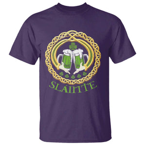 Funny Irish Beer Drinking St Patrick's Day Slainte T Shirt Claddagh Ring Celtic Shamrock TS11 Purple Print Your Wear