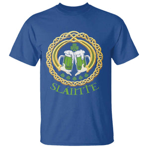 Funny Irish Beer Drinking St Patrick's Day Slainte T Shirt Claddagh Ring Celtic Shamrock TS11 Royal Blue Print Your Wear
