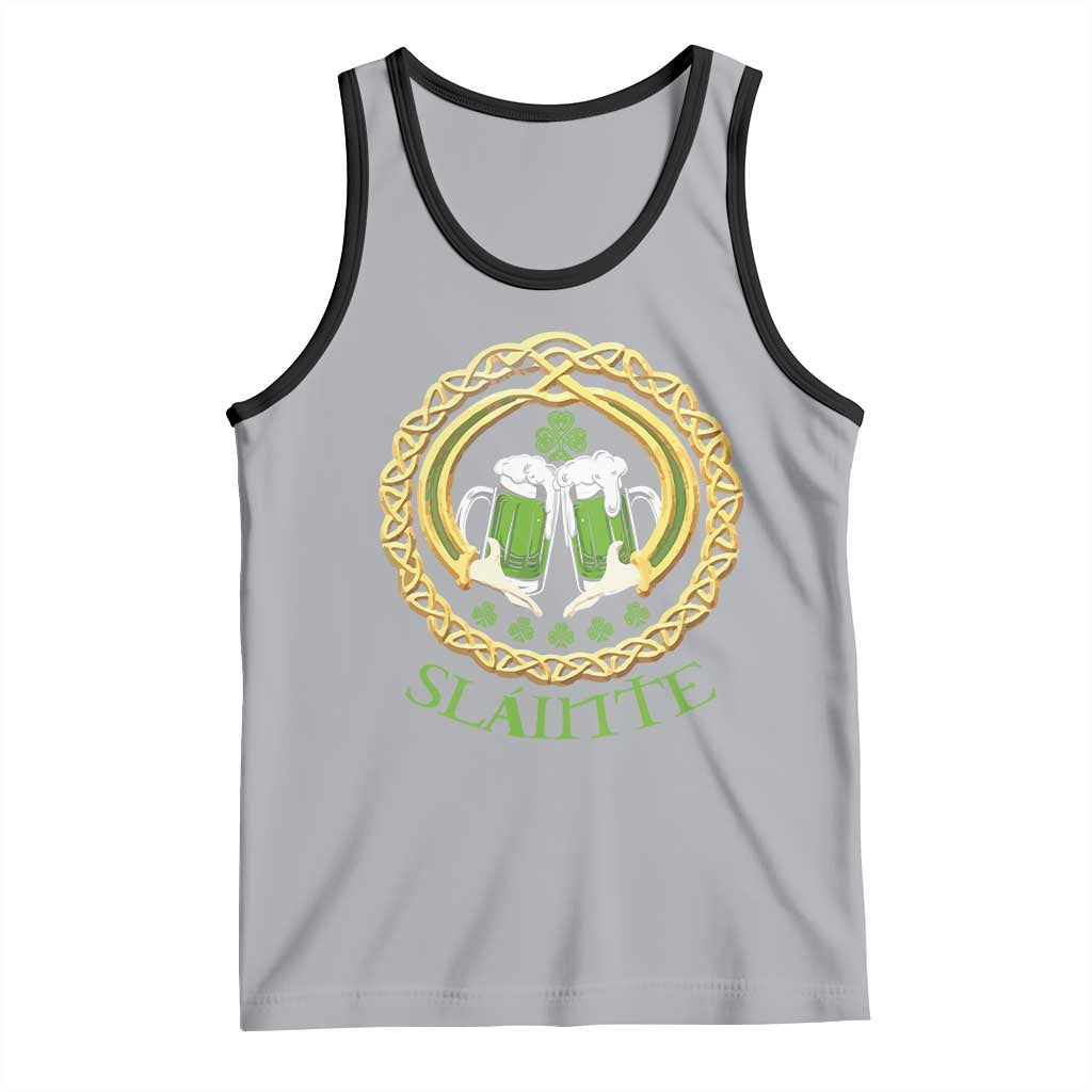 Funny Irish Beer Drinking St Patrick's Day Slainte Tank Top Claddagh Ring Celtic Shamrock TS11 Athletic Heather Black Print Your Wear