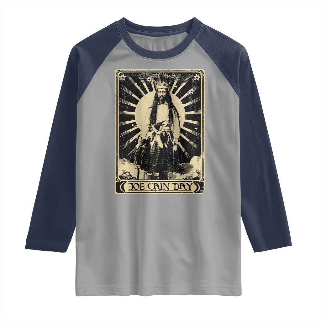 Funny Joe Cain Mardi Gras Raglan Shirt Vintage Tarot Card TS11 Sport Gray Navy Print Your Wear