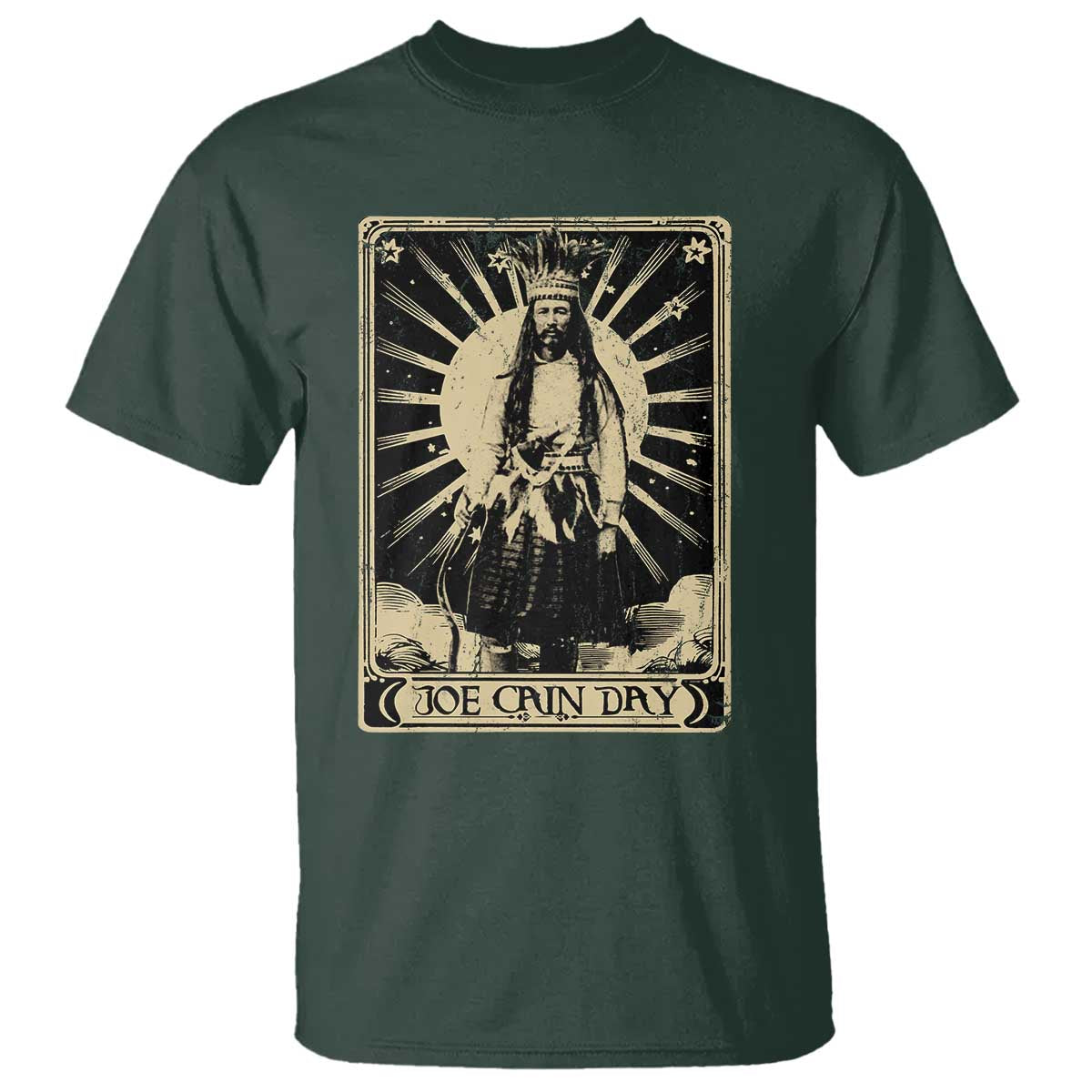 Funny Joe Cain Mardi Gras T Shirt Vintage Tarot Card TS11 Dark Forest Green Print Your Wear