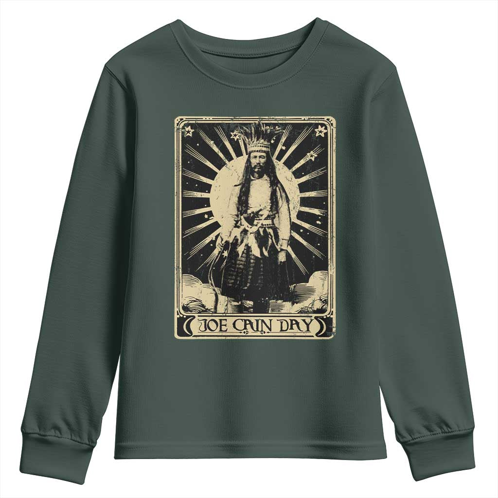 Funny Joe Cain Mardi Gras Youth Sweatshirt Vintage Tarot Card TS11 Dark Forest Green Print Your Wear