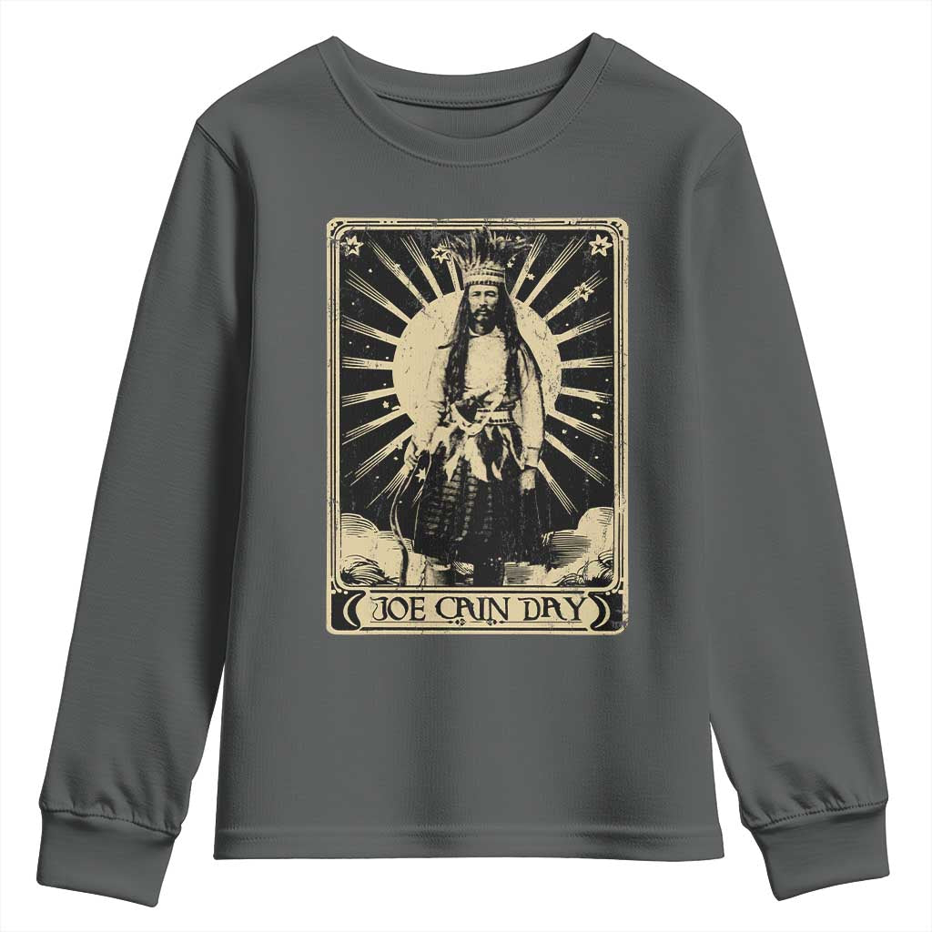 Funny Joe Cain Mardi Gras Youth Sweatshirt Vintage Tarot Card TS11 Dark Heather Print Your Wear